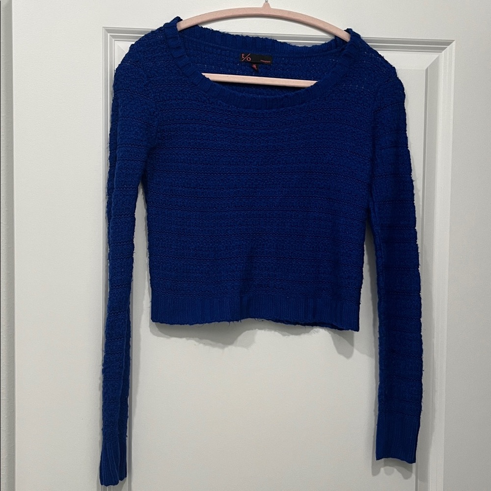 Blue Knit Cropped Sweater
